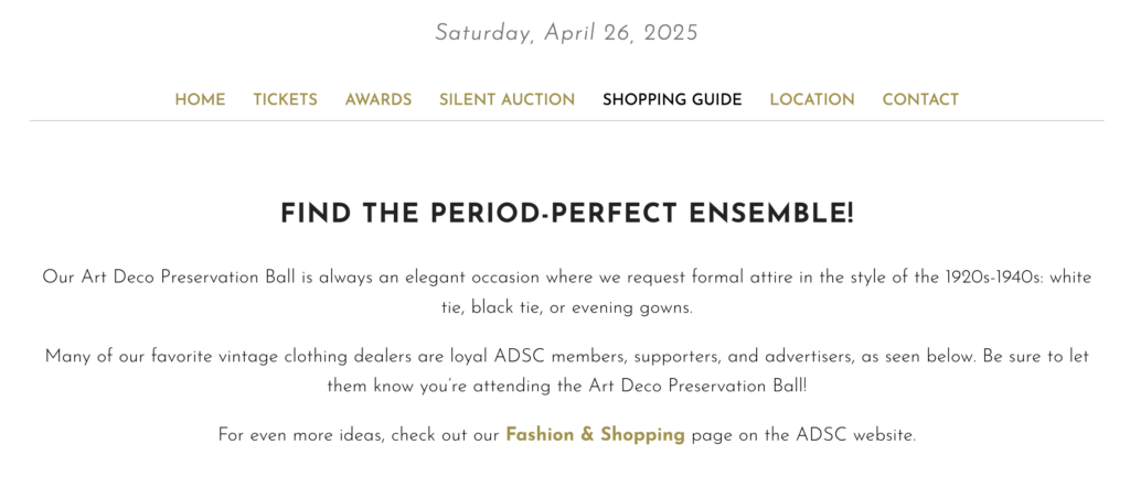 Art Deco Society of California period clothing